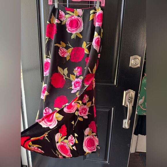 VTG La Belle Fashion Floral Roses Sheer Midi Skirt Size S/M - Picture 7 of 12
